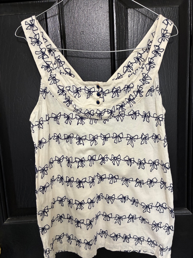 Marc By Marc Jacobs Cream Sleeveless Bow-Print Tank Top Size S